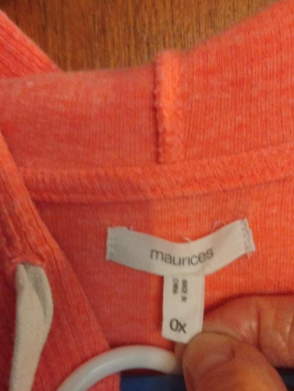 2Maurices Teal And Pink Knit Hooded Pullover - Picture 3 of 7